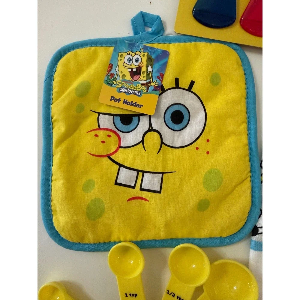 SpongeBob SquarePants Kitchen Set Timer Measuring Spoons Pot Holder Towel 10pc